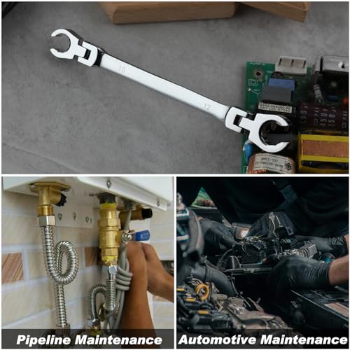 Image of Flex Head Flare Nut Wrench 10 * 12mm Flare Nut Wrench Set Metric Flare Tool Double Flexible Flare Nut Line Wrench Flare Tool Flex Tools 40Cr for Automotive Repairs Plumbing Repairs
