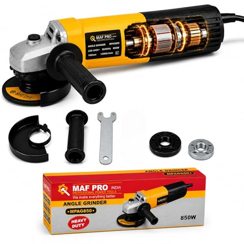 Image of MAF PRO Angle Grinder 850W 100mm Electric Angle Grinding Machine with High Speed Motor | Portable Metal Cutter & Grinding Tool for Cutting, Polishing & DIY Applications