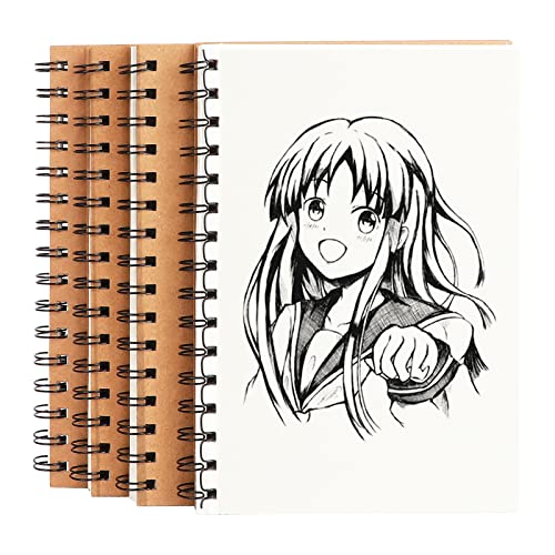 Sketchbook,Bloc Dibujo,Cuaderno de Dibujo,Cuaderno A5,Cuaderno Dibujo,4 piezas(80páginas/80gsm) Cover