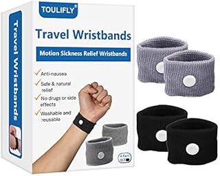 Travel Wristbands,Travel Motion Sickness Relief Wrist Band,Natural Nausea Relief (Grey+Black)