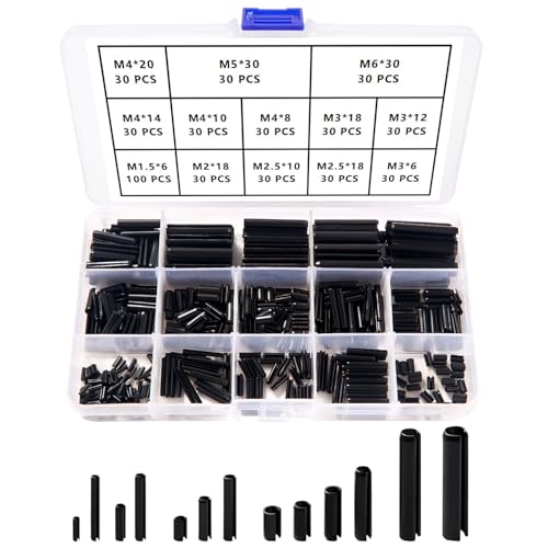 YIXISI 460 Pièces 13 Tailles M1.5 / M2 / M2.5 / M3 / M4 / M5 / M6 Goupilles à Ressort Creux Kit, Fendue Goupilles, Goupilles Fendues en Acier au Manganèse...