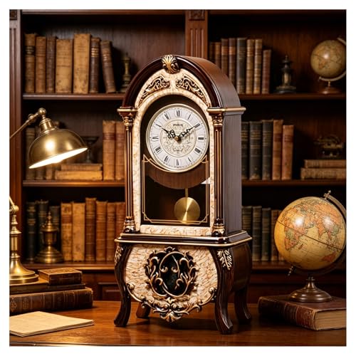 Reloj de mesa de granja rústico con péndulo retro marrón 8