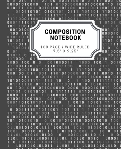 Composition Notebook: College Ruled Writing Journal with Lined Paper, Home School Supplies for College Students. Binary Code Print Design image 2