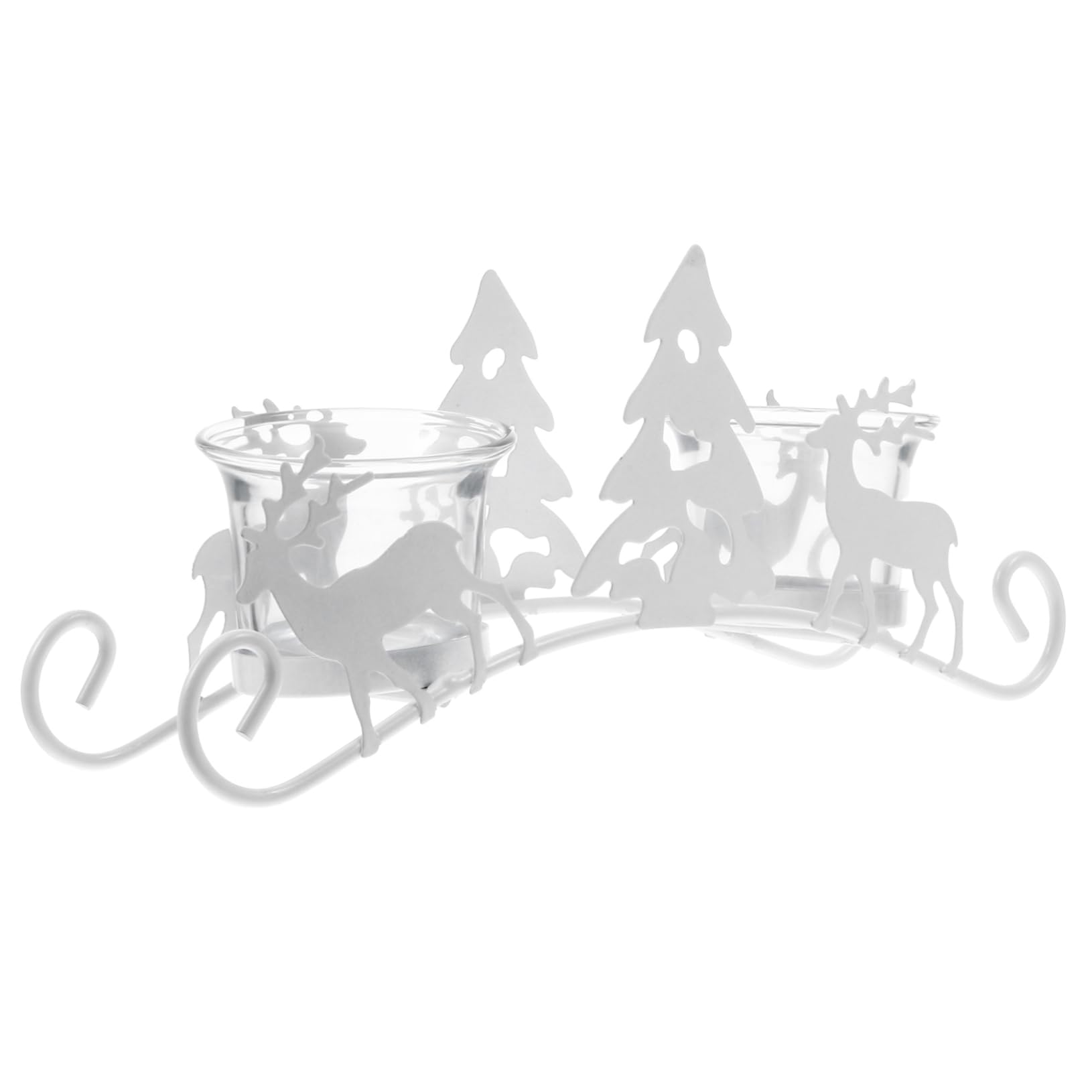 GOOHOCHY 1 PC Christmas Tree Candlesticks Festive Candle Bracket Elegant Candlestick Dining Table Decor Window Candle Holders Vintage Candlestick Xmas Candle Stand White Iron Chic