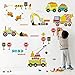 decalmile Pegatinas de Pared Construcción Vehículo Vinilos Decorativos Infantiles Transportes Coches Adhesivos Pared Habitación Infantiles Bebés Cuarto de Jugar