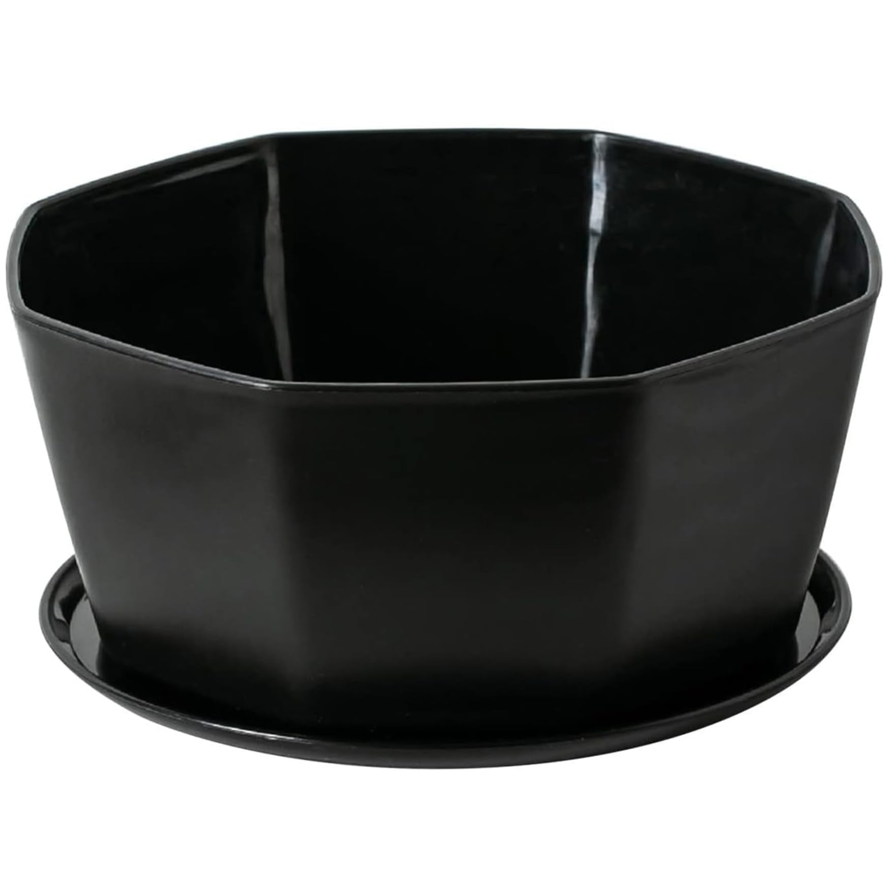 Licsaliwe White Round Shallow Bonsai Pot with Bamboo Tray 8" – Plastic Succulent Planter Pots with Drainage Hole for Indoor Plants, Black