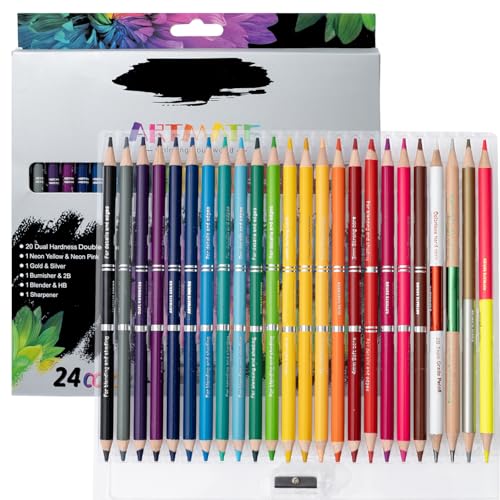 Crayons de couleur double tête à double dureté avec mélangeur