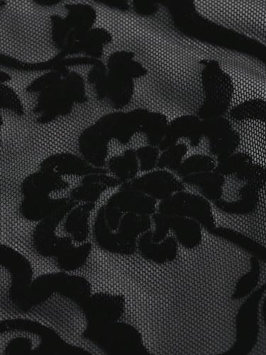 SHENHE Women's Plus Size Floral Mesh Deep V Neck Bell Sleeve Tie Front Sexy Goth Crop Top3