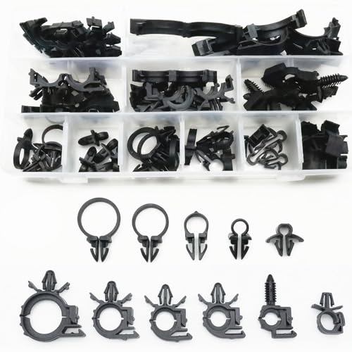 QYIMLI Automotive Wire Loom Clips Kit, 11 Sizes Wire Harness Routing Push Clips for Cars Pickup Interior Engine Bay Universal Replacement Parts (55pcs)