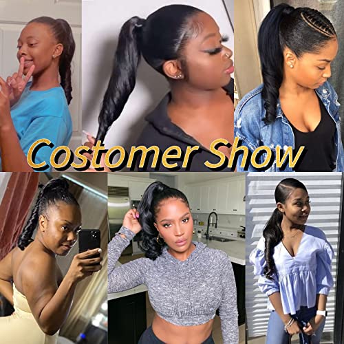 Oseti Short Curly Drawstring Ponytail Extension For Black Women Synthetic Ponytail Spiral Curly Drawstring, 14Inch Pony Tails Hair Extension Clip In Hairpiece 1B Ponytail Drawstring For Women Girls #TOP3