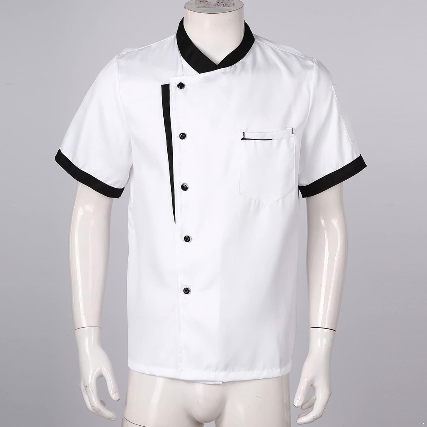 Men's Chef Coat Uniform Short Sleeve Cook Jacket Restaurant Kitchen Work Clothes