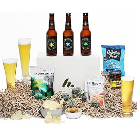 Craft Beer Hampers For Men - Craft Beer & Bar Snacks Gift For Him Hamper - Freedom Brewery Beers, Olives, Smoked Nuts, Pork Crackling & Crisps | Birthday, Father's Day Present, By Clearwater Hampers Cover