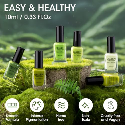 Gellen Esmalte verde regular sem gel, secagem rápida ao ar livre verde esmalte primavera verão taman