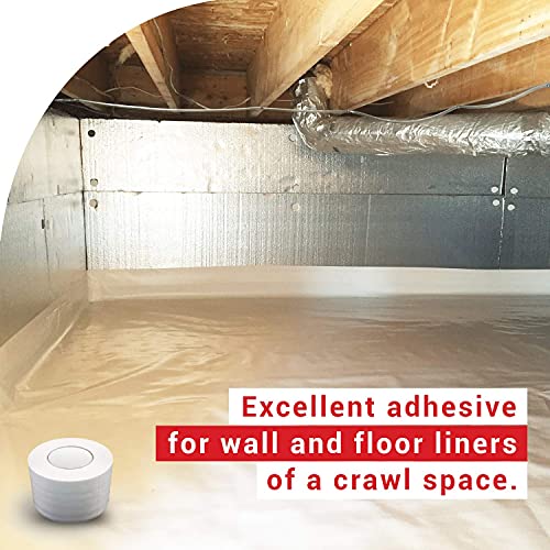 Vapor Barrier Seam Tape, Moisture Barrier Seam And Seal Adhesive For Crawl Space Encapsulations, Carpet Padding, Underlayment Or Marine Use, Waterproof 9 Mil (4 Inches X 180 Feet, White, 12 Pack) #TOP4