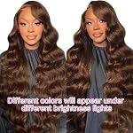 RXY Echthaar Perücke 13x4 Body Wave Braun 180% Dichte HD Lace Front Wig 100% Human Hair Wig #4 Perücke Damen mit Babyhaar Brown Human Hair for Women 18 Zoll（46cm） – Bild 4