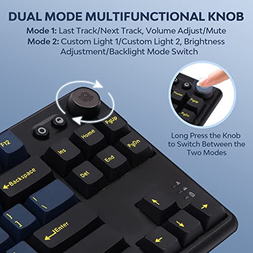 Epomaker Cidoo Abm084 Tkl Hot Swap Rgb 2.4Ghz/Bluetooth 5.0/Wired Mechanical Knob Keyboard Nkro With Poron Foam, 3000Mah Battery, Double Shot Pbt Keycaps For E-Sport Win/Mac/Linux(Quark Matte Switch) #TOP4