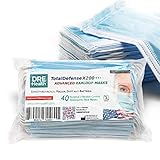 Dre 3 Ply Disposable Face Masks, 40 Count - Made in the USA - Medical Grade