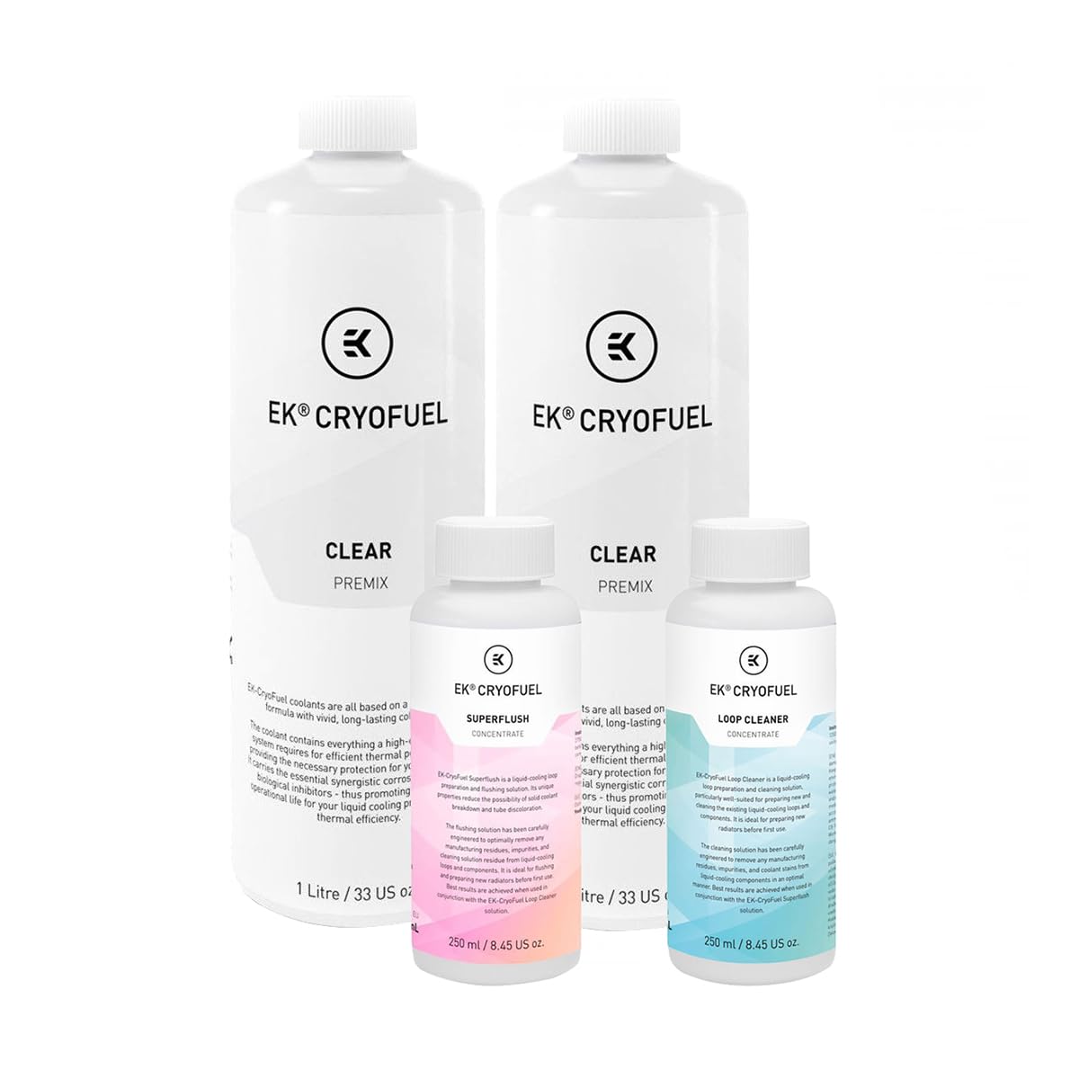 Amazon.com: EKWB EK-CryoFuel Clear Premix Coolant (2L) + Loop Cleaner +  Superflush Concentrate Bundle : Electronics