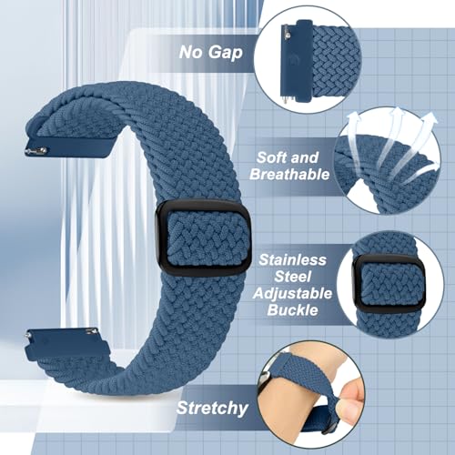 Image of 2 Pack 18mm Braided Bands Compatible with Garmin Venu 4 41mm, Venu 3S /Venu 2S, Vivoactive 4S, Quick Release Adjustable Band for Garmin Forerunner 255s /Forerunner 265s