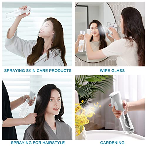 Foto von URAQT Sprühflasche Haar, 300 ml Wasserzerstäuber Wasserflaschens Friseur Sprühflaschen Spray Bottle, Salon Wasser Sprüher Friseur Haar Werkzeug für Haar, Weiß Transparent