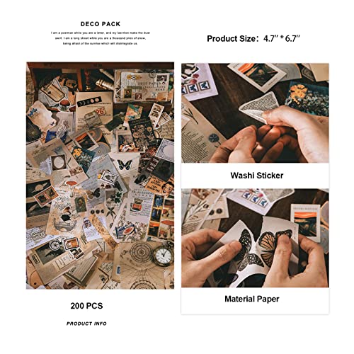 Maxleaf 200Pcs Vintage Style Moon Planets Time Universe Maps Washi Paper Stickers Bullets Journals Decoration Material Pack For Diy Scrapbook Album Decoration (Map And Universe) #TOP5