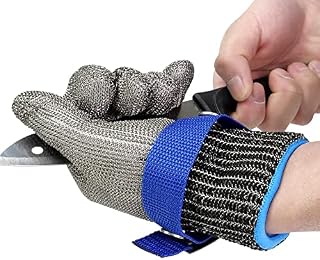 Cut Resistant Gloves Mens Work Gloves Kitchen Mechanics Heavy Duty Chainmail Gloves Butcher gloves for Meat Cutting, Oyster Shucking, Mandolin SlicingFood Processing (XL)
