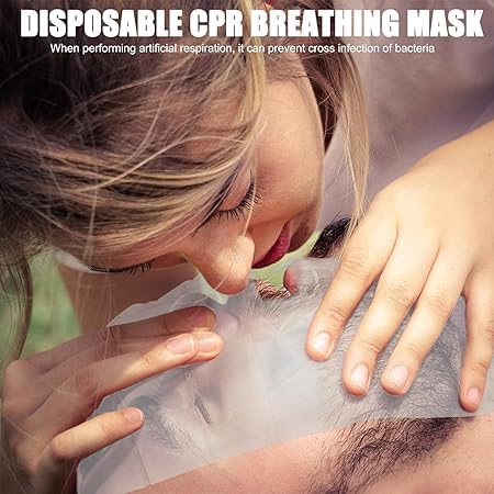 50 pezzi di protezione del viso: CPR / respiratore per protezione personale, protezione del viso per primo soccorso e emergenze, sacchetto in pellicola in PVC per rianimazione, protezione per la
