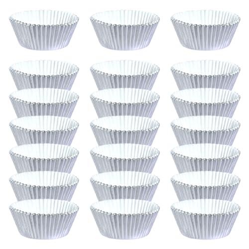 ccHuDE 200 Pcs Foil Metallic Baking Cups Mini Cupcake Liners Small Muffin Paper Cases Mini Paper Muffin Liners Cupcake Wrappers Silver -  GJW1180S(200)