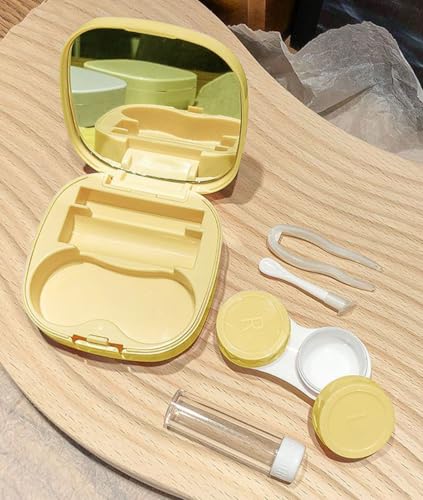 Estojo de lentes de contato com espelho, kit de ferramentas de remoção de armazenamento de lentes de contato de viagem