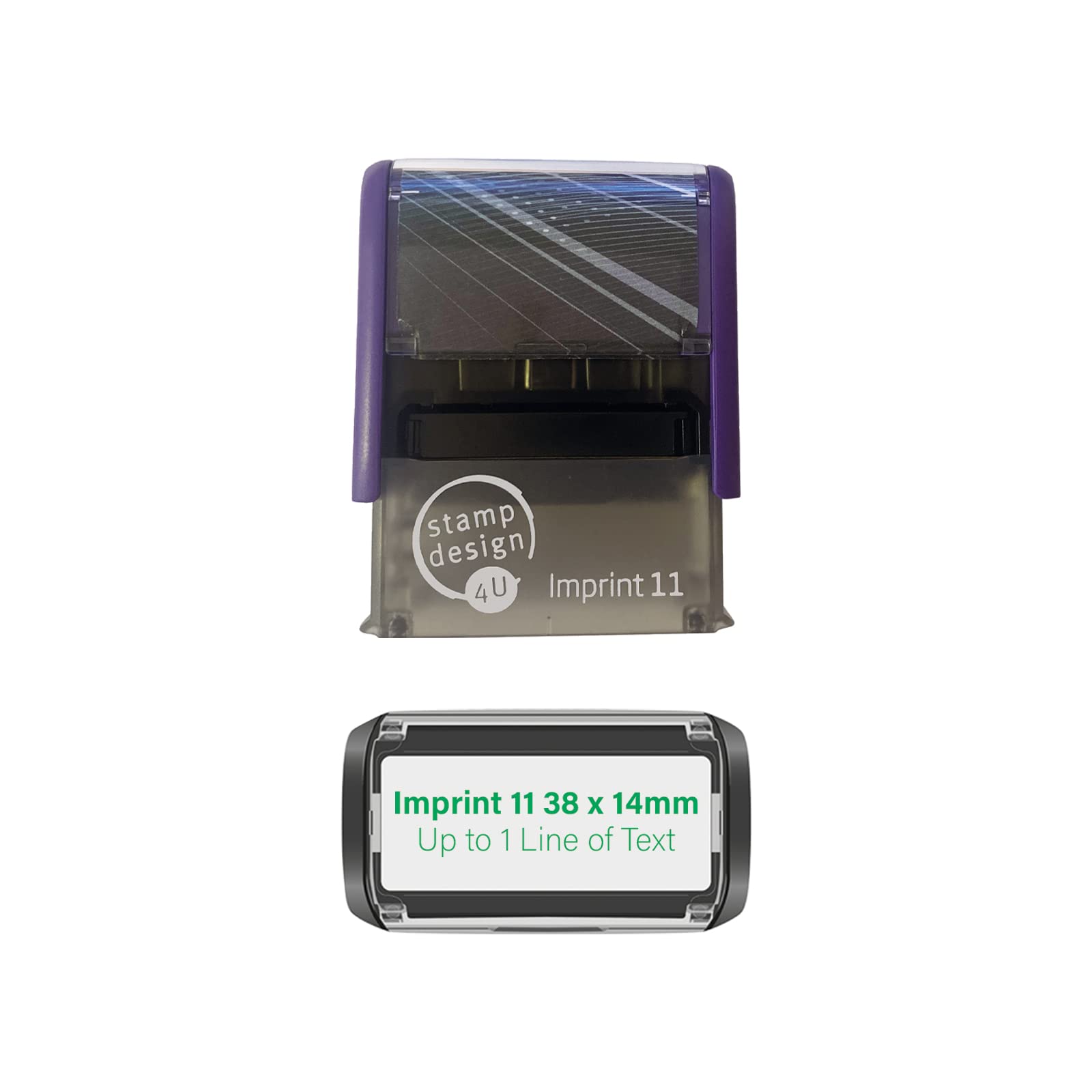 Stamp Design 4U Green Imprint 11 38 X 14Mm - 1 Line Custom Stamp With Ink Personalised Self-Inking Business Address Rubber