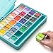 HIMI Twin Cup Jelly Gouache Paint Set with 3 Paint Brushes, 48 Colors 12g, Jelly Cup Design, Non Toxic Paint for Canvas and Paper, Art Supplies for Professionals (Green Case)