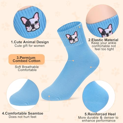 Image of Eurzom 10 Pairs Socks Womens Crew Elastic Ankle Length Cotton Socks Aesthetic Cute Lightweight Low Cut Gifts for Women