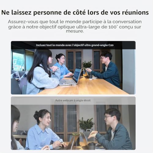 Webcam PC USB Plug&Play Nuroum C20 pour Télétravail Windows et Mac