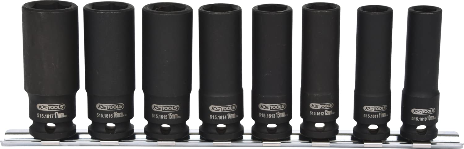 KS Tools 515.0648 Jeu de douilles longues à chocs sur rail 3/8" 8 pièces