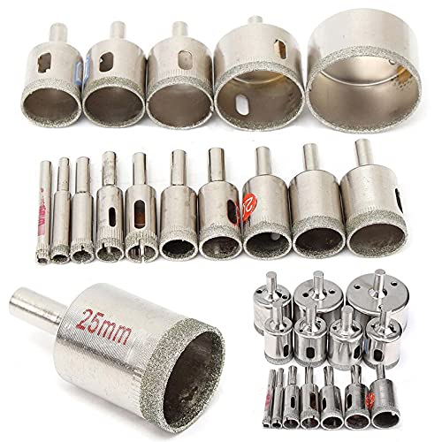 Juego de 15 brocas con recubrimiento de diamante 6mm-50mm miniatura 1