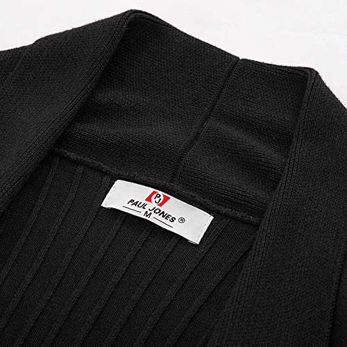 Men's Shawl Collar Open Front Long Cardigan Ribbed Knit Sweater with Pockets4