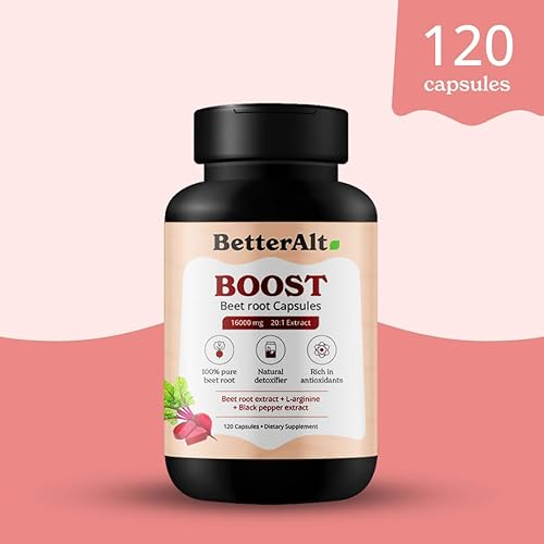 Miniatura 2 de Better Alt Cápsulas de polvo de raíz de remolacha  120 pastillas de remolacha  Polvo de raíz de remolacha 100% puro y refuerzo de óxido nítrico