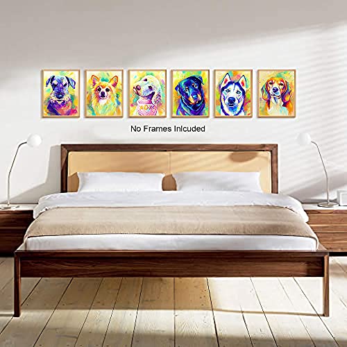 Watercolor Dog Canvas Wall Art Prints - Set Of 6 Lovely Labrador Puppy Wall Art Decor (8?X10?,Unframed), Funny & Cute Pet Painting Animal Artwork For Pet Lovers Kid Bedroom Pet Room Decor #TOP2