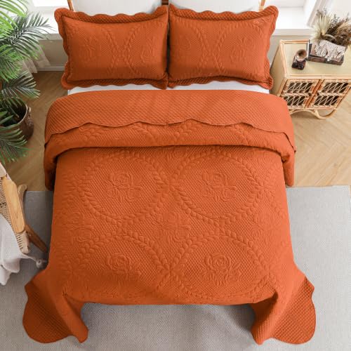 Image of EVENHUG Oversized King Bedspreads California King Quilt Set with Pillow Shams Extra Wide Large King Size Quilts Lightweight Coverlet Bedding Sets Caramel 120 inchx128 inch