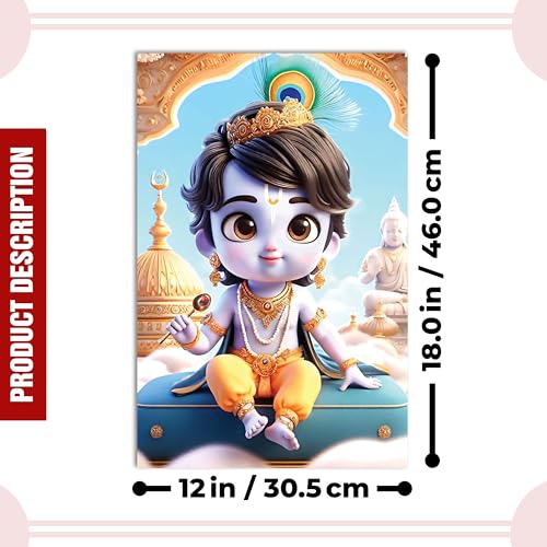 Image of Twinster Bal krishna Posters Photo for Pregnant Women, Baby Poster Self Adhesive (Size 45 cm by 30 cm) Pack of 1 (Design 18)