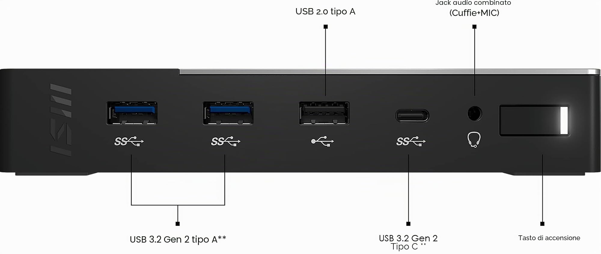 MSI Docking station USB-C Gen 2 1 2x USB-A 3