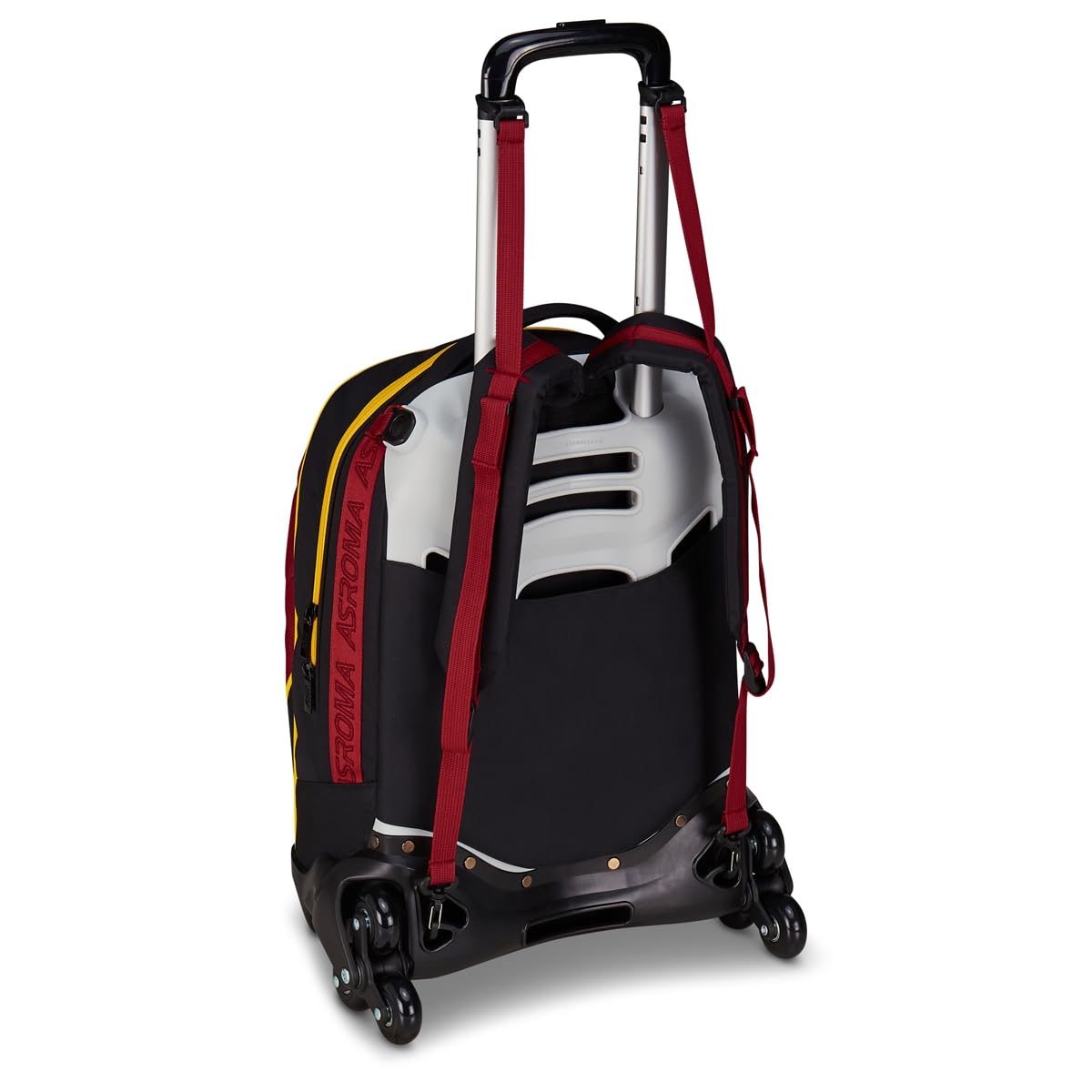 Seven AS Roma Trolley Scuola Jack 3 Ruote, Nero, Zaino Con Carrello Sganciabile Da 33 Litri, Per Scuola Elementare e Media, Bambino, Calcio