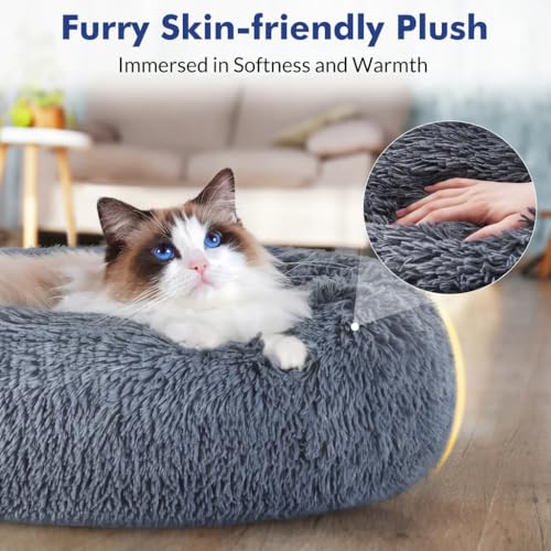 Image of ZEXSAZONE Winter Cozy Comfortable Dog Bed, Washable and Soft Mattress of Dog Bed for All Seasons Summer Winter pet Bed (cat Bed Grey) Faux Fur