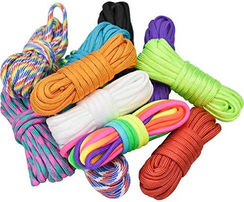 Inntek 12 Pieces 10 Foot Paracord Cord 550 Paracord Ropes, Paracord Bracelet Paracord Bands Set with 24 Paracord Buckle for DIY Bracelets, Key Rings, Dog Leads, Canvas, Tent Rope
