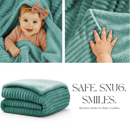 Image of VAS COLLECTIONS Ultra Soft Baby Blanket | Flannel + Sherpa | 2-Layer All-Season AC Sheet for Newborns (0-24 M) - Green