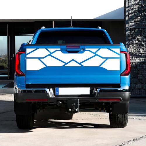Image of 59 inch Racing Stripe Graphic Car Sticker for Truck Pickup Rear Decal Plaid Graphic Self-Adhesive Universal Decorative Sticker Trunk Lid Vinyl Car Decal Accessories(1PCS) (White)
