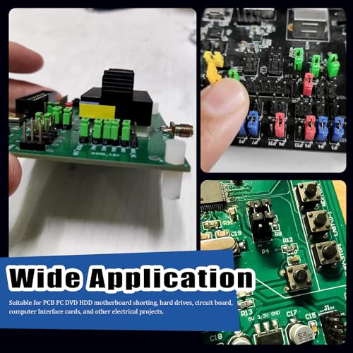 Glarks 300pcs 1.27/2.0/2.54/mm Jumper Caps Kit, 6 Colors PCB Circuit Board Shunt Cap, Jumper Short Circuit Connection Pin Blocks, Standard Computer Jumper Caps for Arduino Raspberry Pi PCB PC DVD HDD