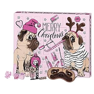 FESH! Pug’tastic Beauty adventskalender met schattige mops, 24 stuks