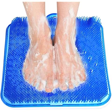 Newthinking Large Shower Foot Massager Scrubber, Foot Scrubber Mats with Non-Slip Suction Cups, Foot Massager Cleaner Brush for Foot Care, Shower or Bathtub (Blue) Cover