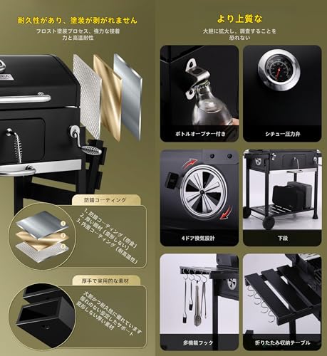 Acnivko バーベキューグリル大型木炭グリル の商品画像 5